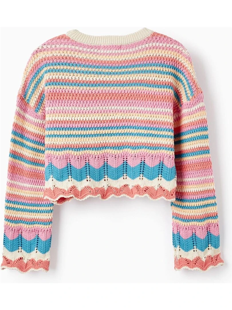 Pull en Maille Tricotée à Rayures pour Fille THE WAVE TRIBE Blanc