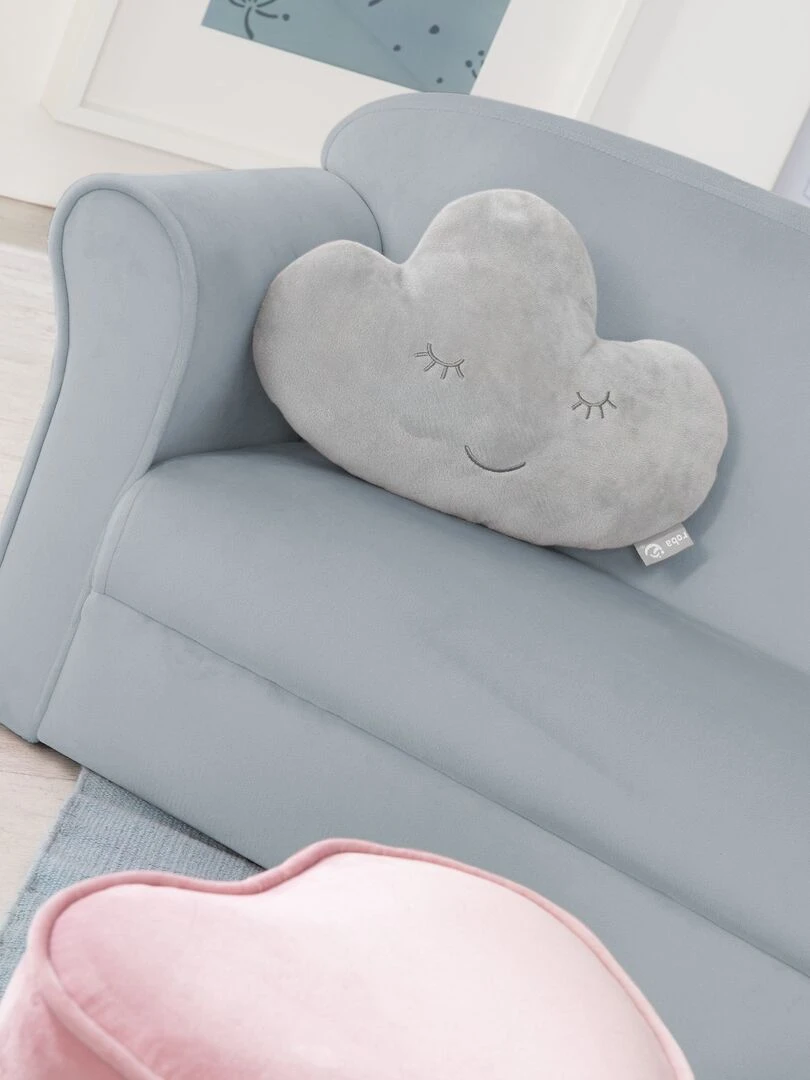 ROBA Canapé en Velours "Lil Sofa"   2 Places   Fauteuil avec Accoudoirs pour Garçons   Bleu Clair   Bleu clair