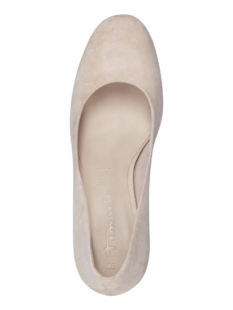 Ballerine à Talon Cuir Tamaris   Beige