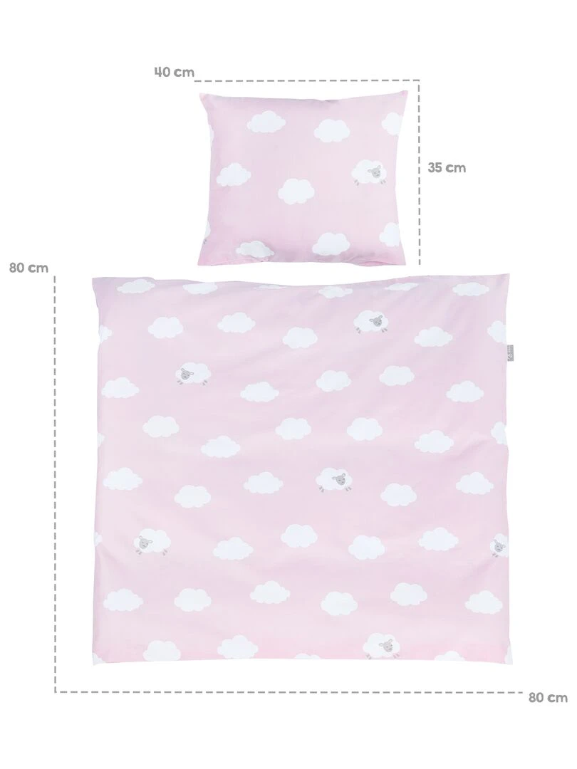 ROBA Berceau Petit Nuage Rose  40x90 cm + Équipement Complet   Bois Laqué Blanc   Blanc