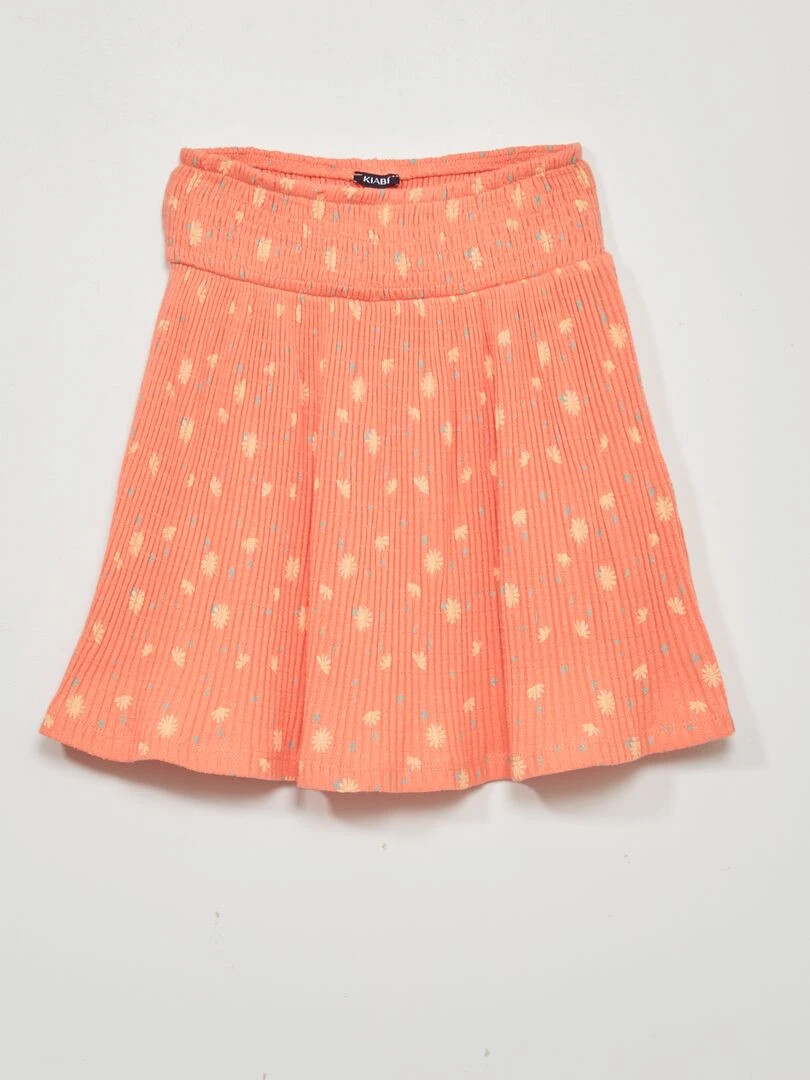 Jupe imprimée en maille pointelle Orange