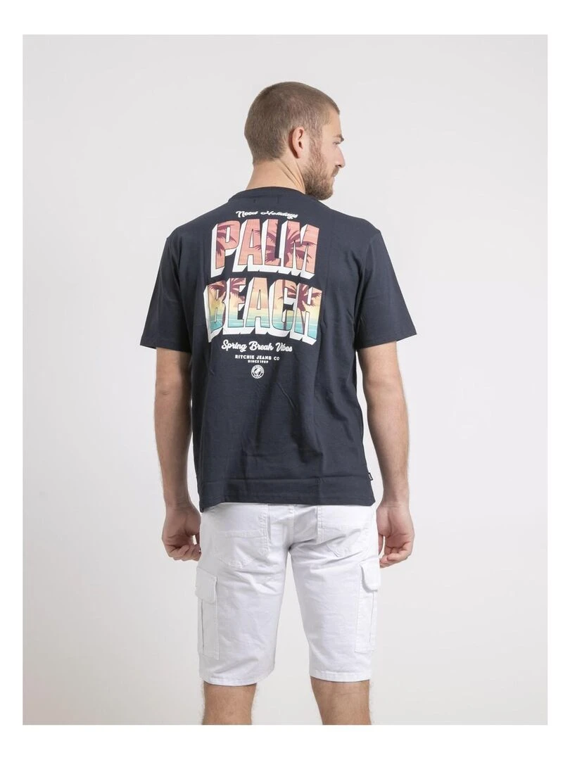 T shirt col rond oversize pur coton NAHAMAS Kaki