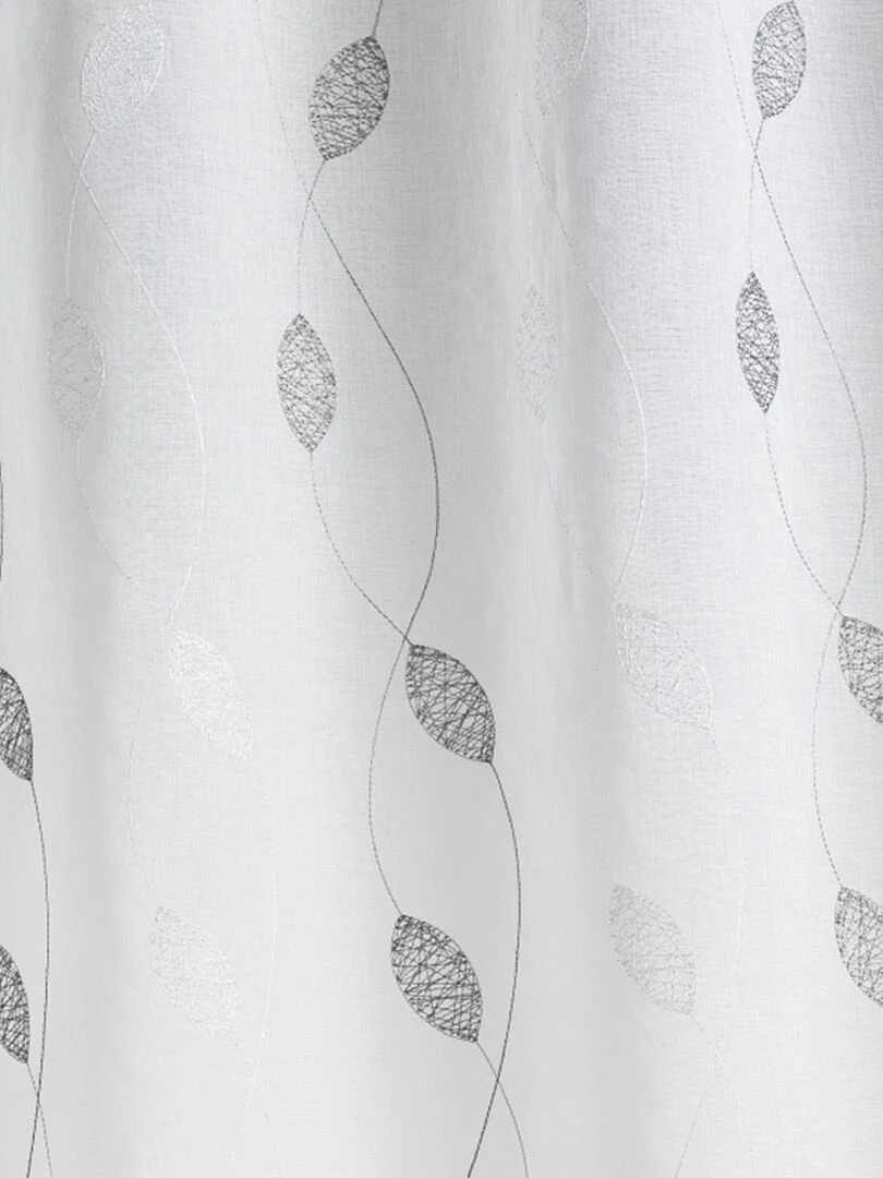 Voilage en étamine et feuilles brodées   Gris clair
