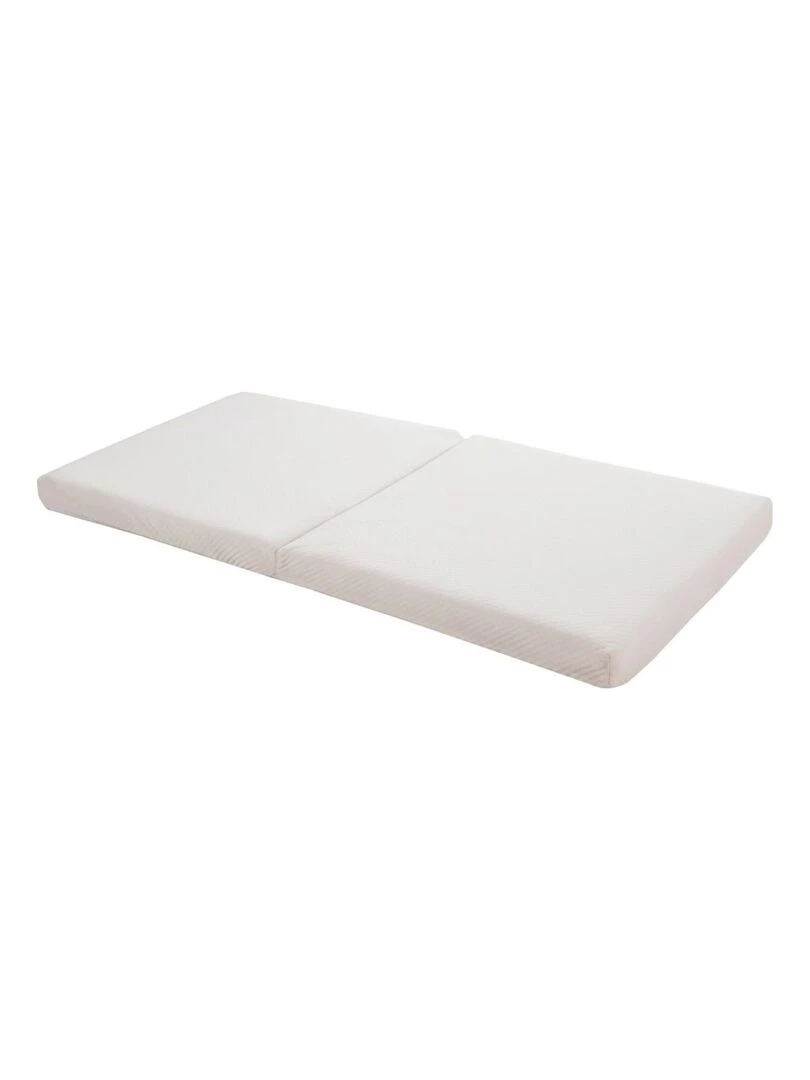 Matelas Bébé Pliant 2 Parties Fibres Déhoussable   60 cm x 120 cm x 7 cm   Ecru