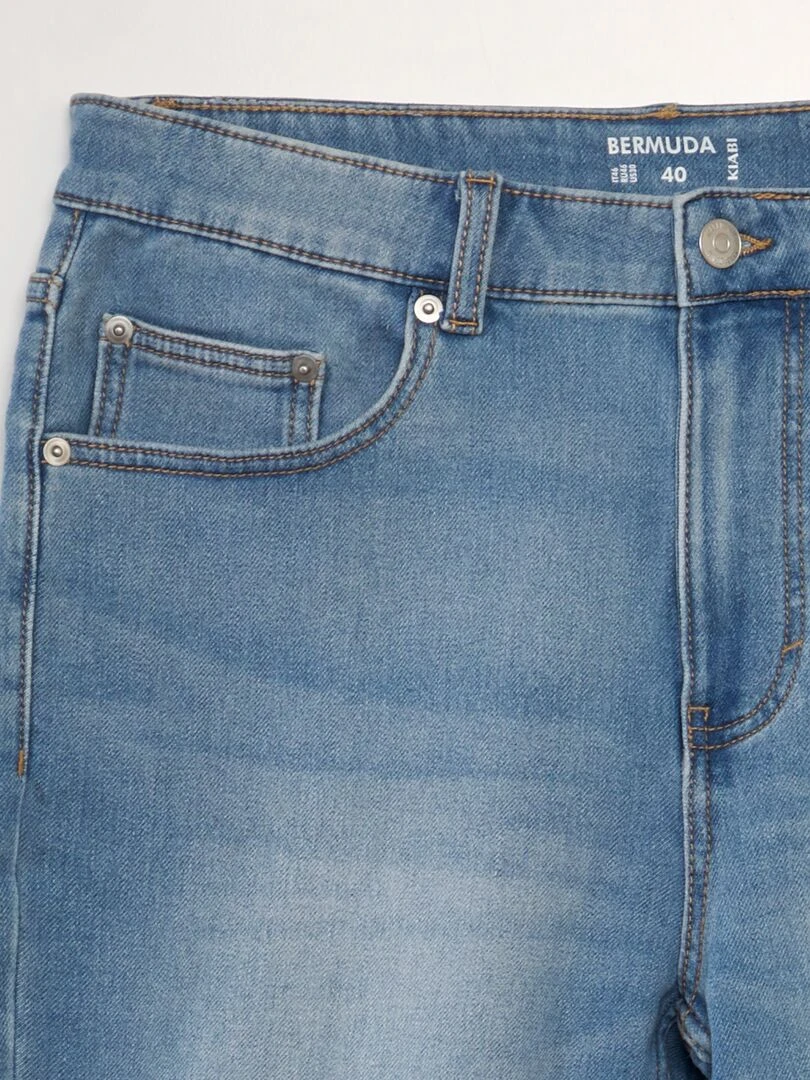 Bermuda slim en jean à 5 poches   Double stone