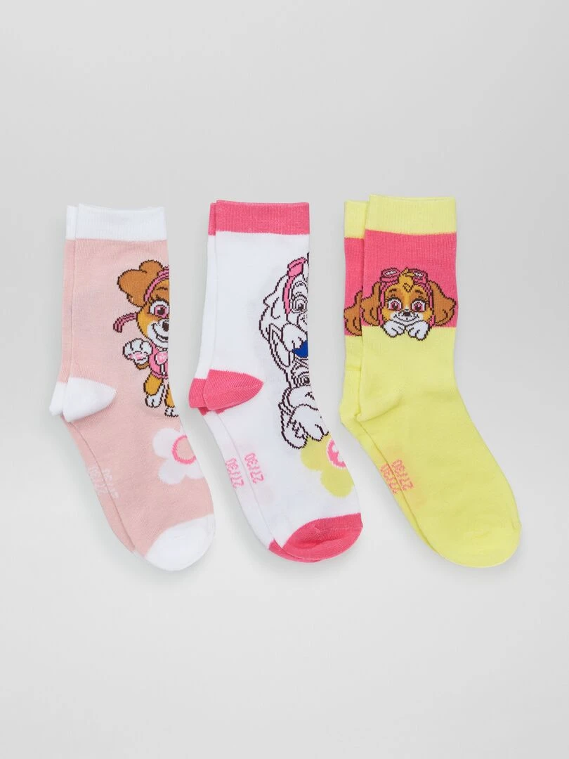 Lot de chaussettes 'Pat Patrouille' 3 paires Rose/jaune