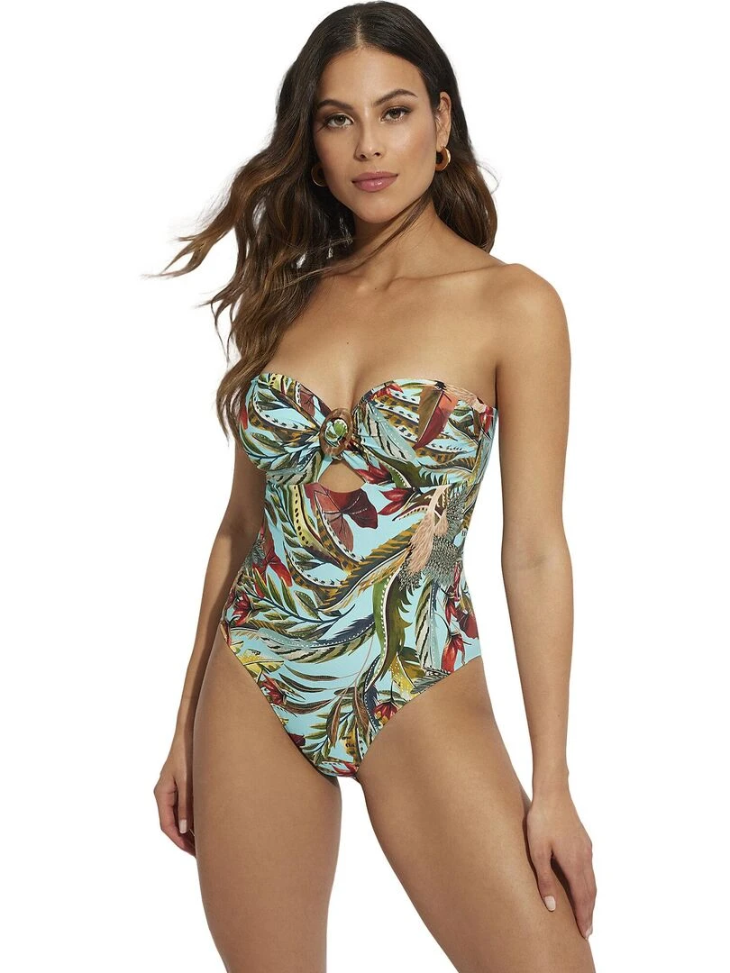 Maillot de bain une pièce bustier Galapagos Bleu turquoise