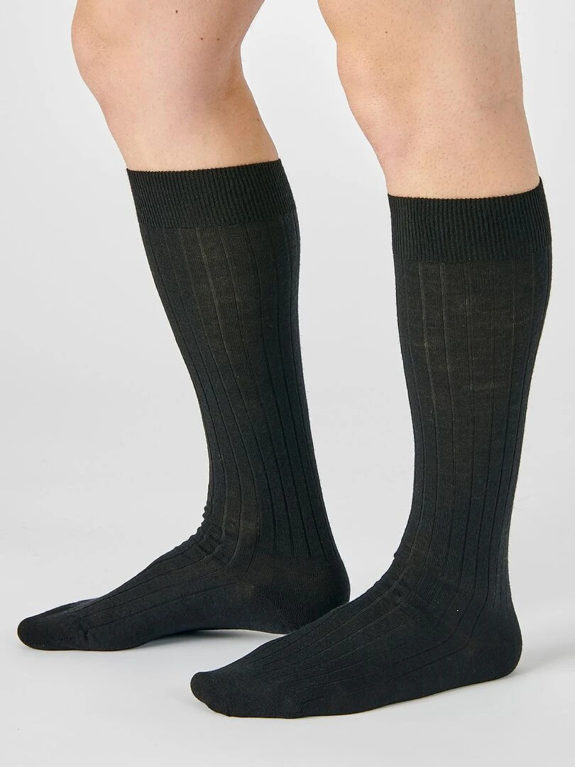 Lot de 2 paires de mi bas mélange laine Mérinos   Damart   Noir