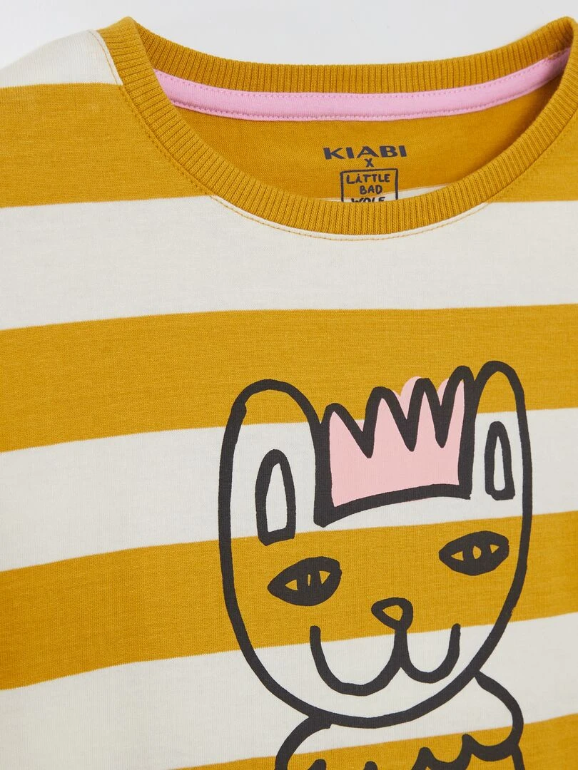Tee shirt à col rond X Little Bad Wolf   Moutarde/blanc
