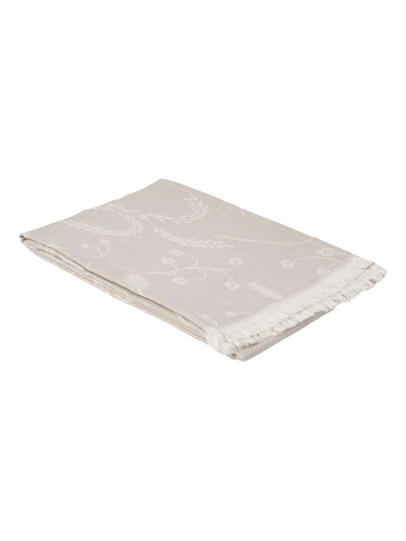 Plaid en lin et coton motif épis de blé Beige