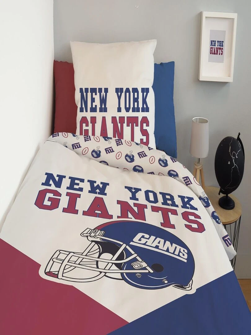 Housse de couette NFL New York Giants 140x200 cm et taie d'oreiller   100% Coton   Beige