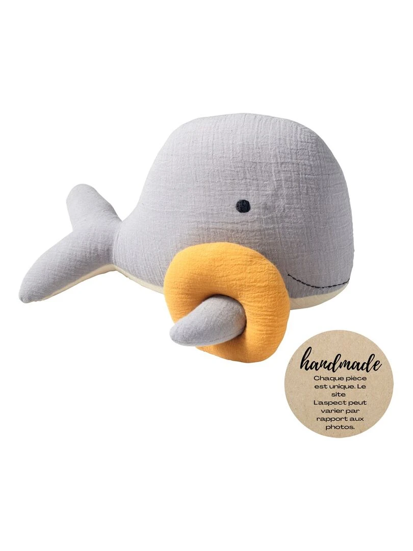 Peluche en coton mousseline baleine "Bobby" N/A
