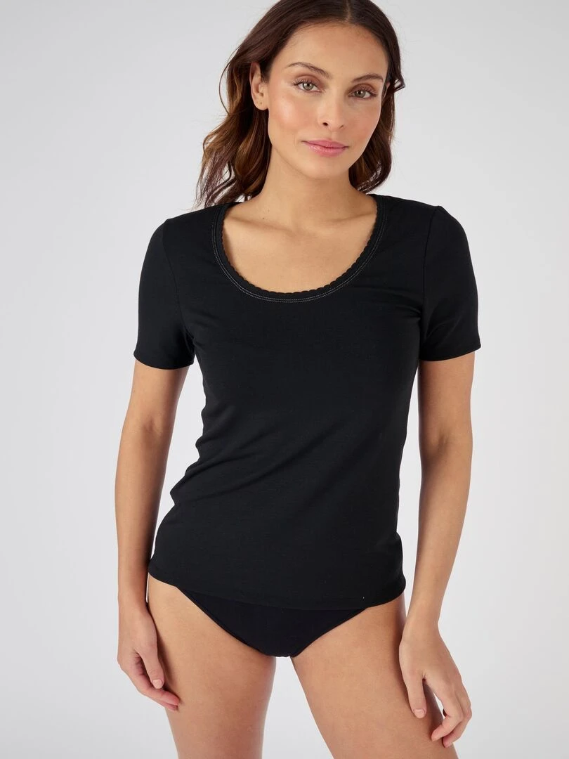 T shirt manches courtes thermorégulant Evolutyl Damart Noir