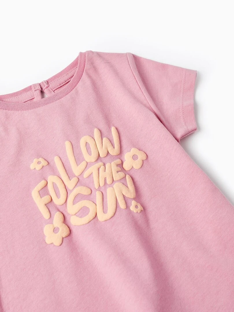 T shirt à manches courtes pour bébé fille 'Follow The Sun' manches courtes  THE WAVE TRIBE   Rose clair