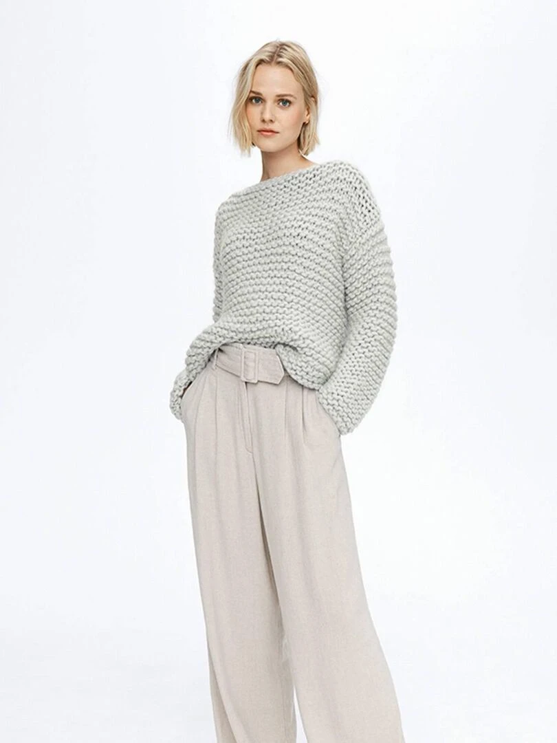 Kit Tricot Pull Laine Alpaga Terry Gris