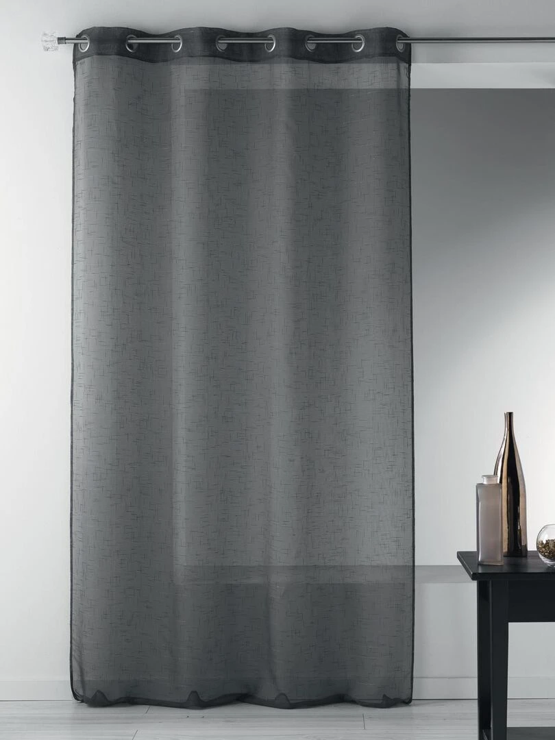 Voilage en étamine unie et fils lurex gris anthracite
