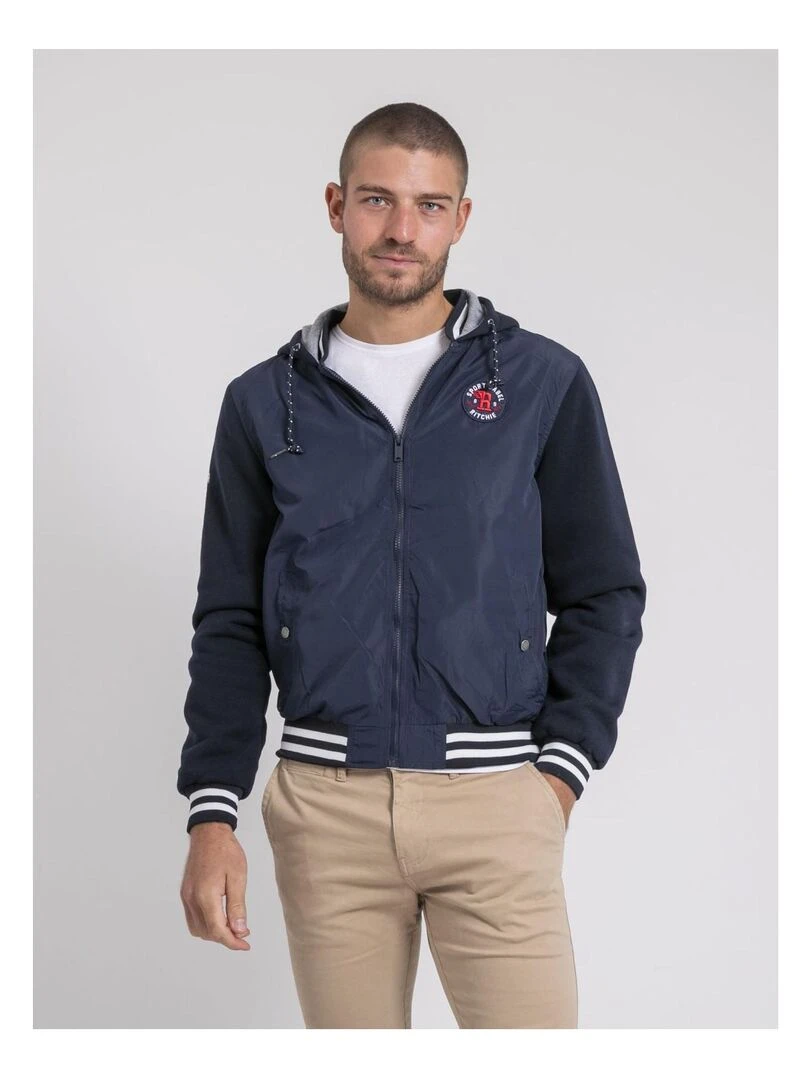 Blouson bimatière capuche ZOUX Bleu marine