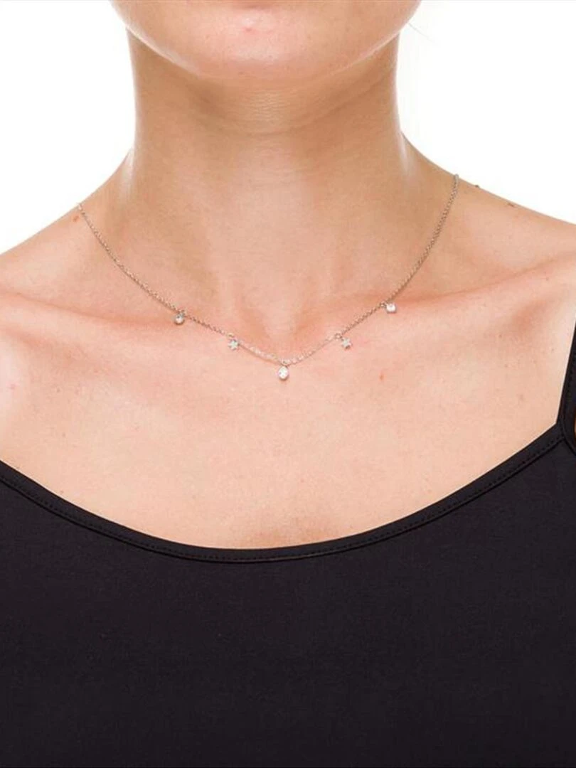 Collier  Collier étoile en argent 925 et zirconium finition rhodiée brillante   Argent