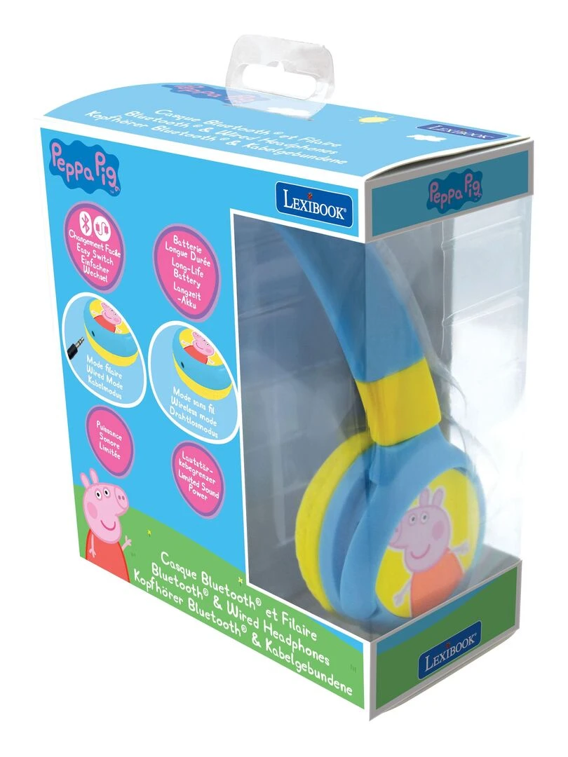 Casque 2 En 1 Peppa Pig Bluetooth® Et Filaire Pliable Pour Enfants Avec Limitation De Son   N/A