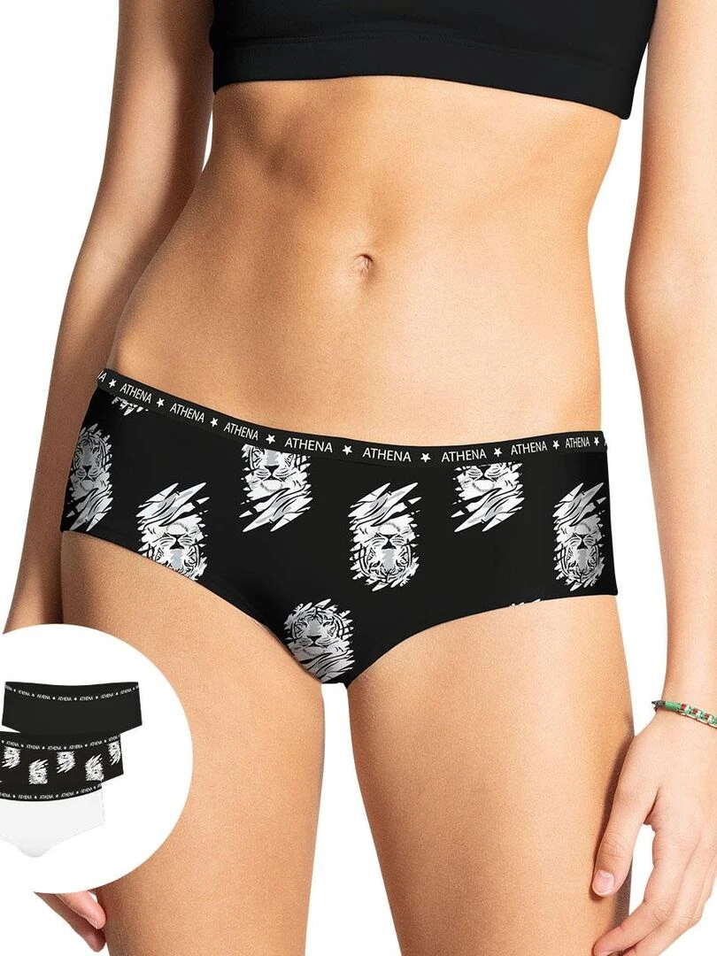 Lot de 3 boxers fille Ecopack Girl Mode Fille Blanc Noir