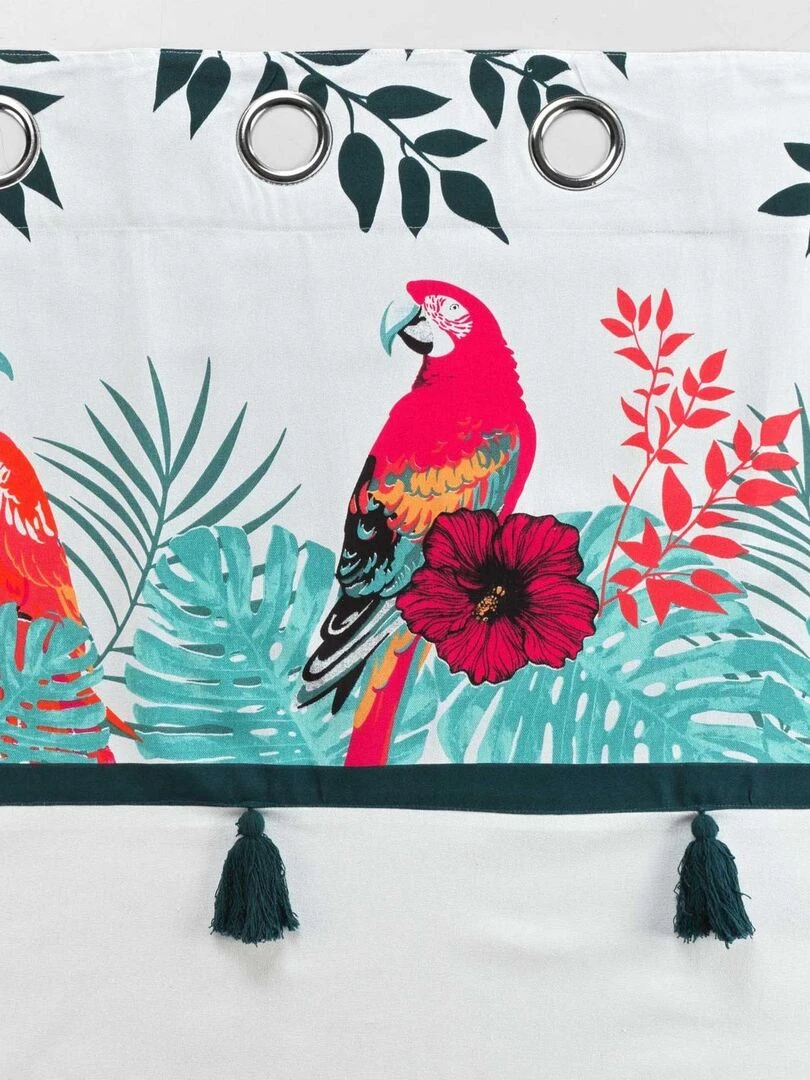 Rideau d'ameublement au parement exotique   Blanc