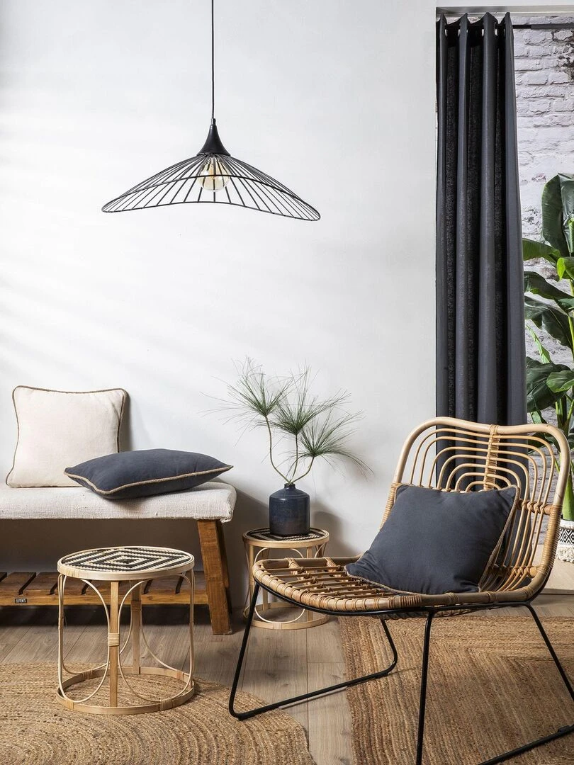 Rideau en coton recyclé avec œillets 'Deko&co' Gris foncé