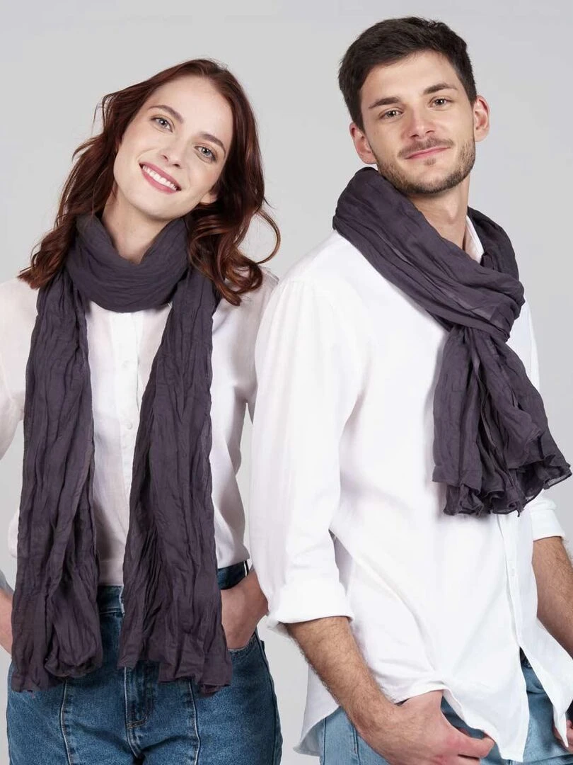 Chèche coton Uni gris anthracite