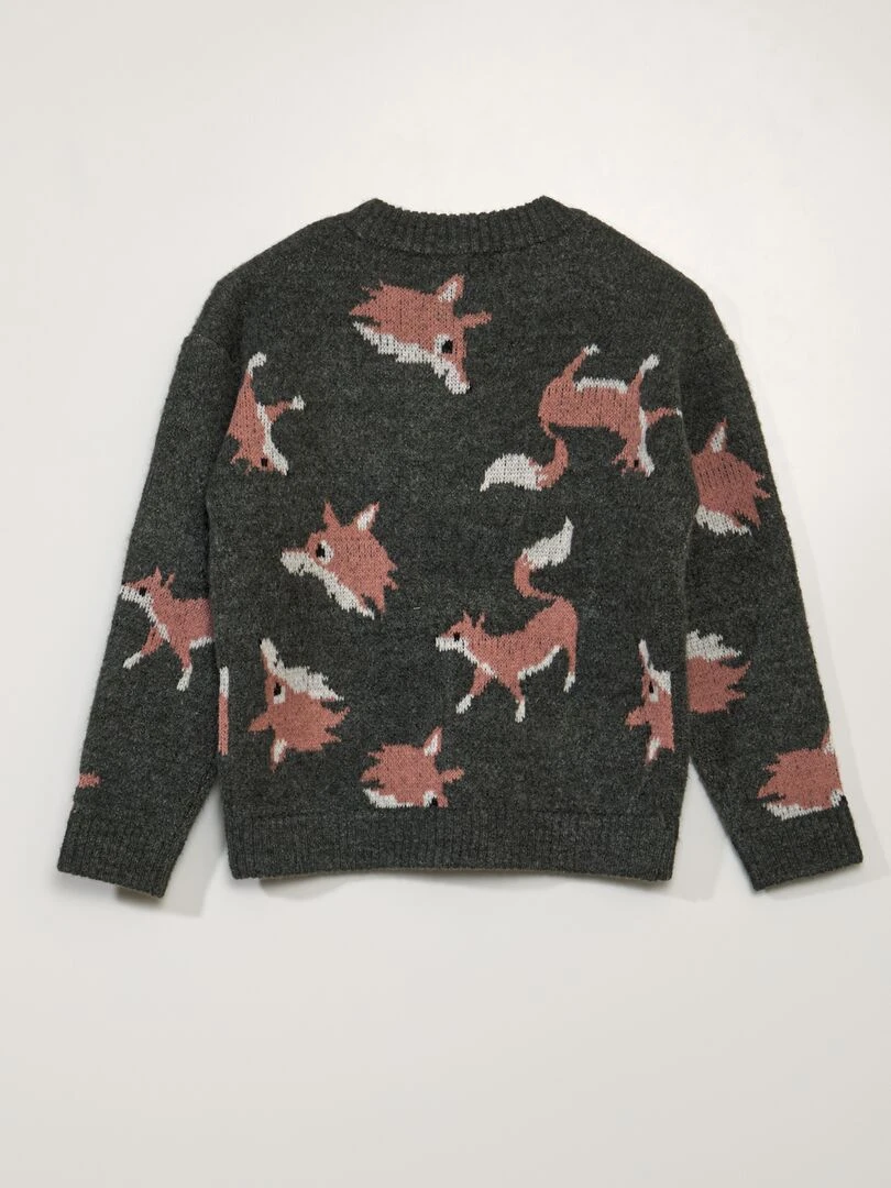 Pull en maille jacquard   Kaki