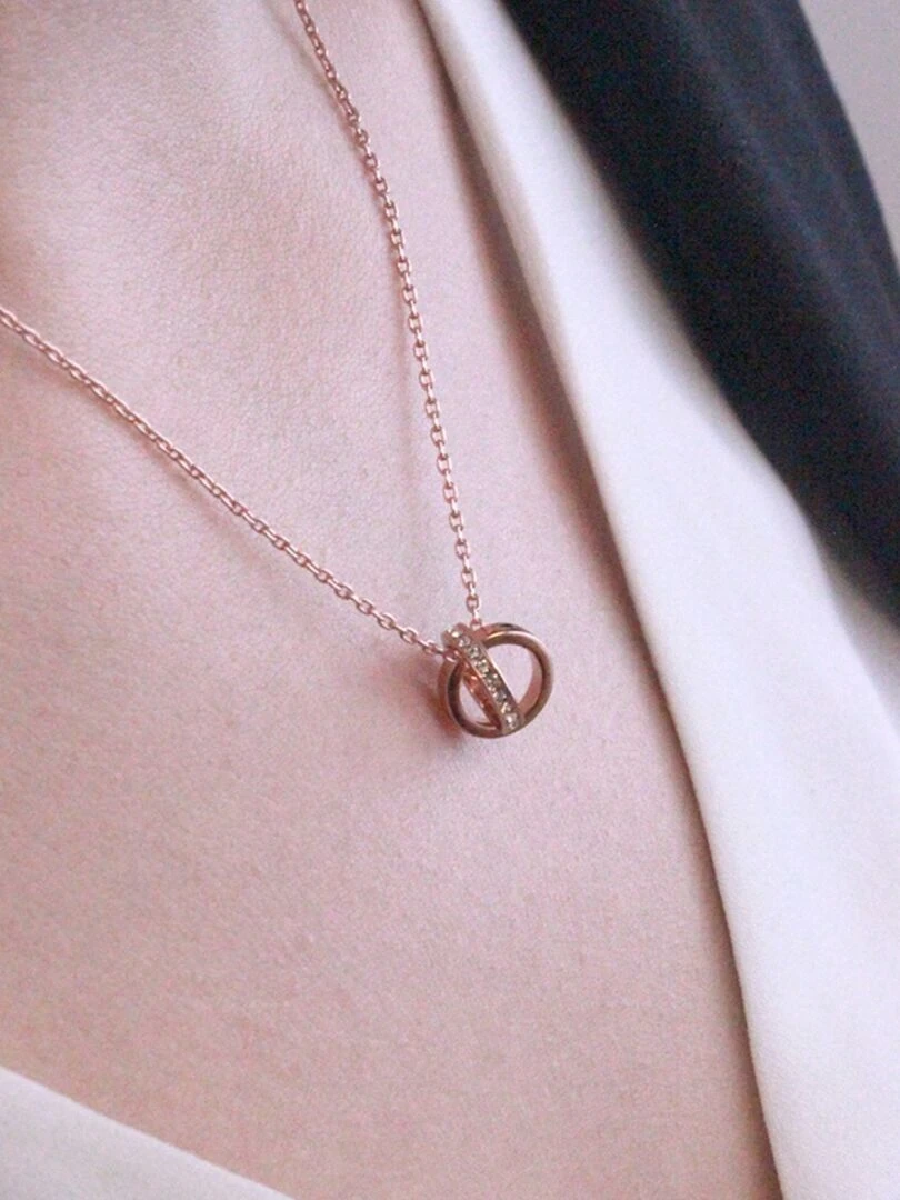 Pendentifs Circle Hoop   Or Rosé et Cristal   Transparent