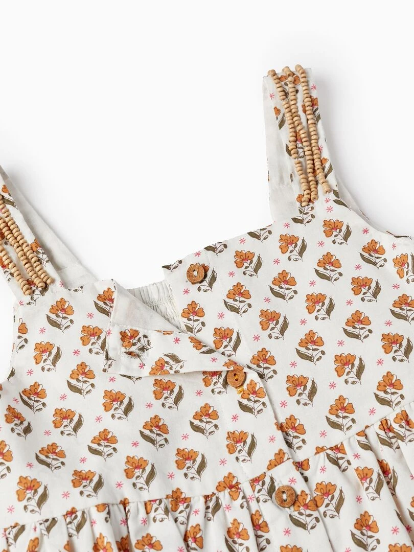 Débardeur avec Perles et Motif Floral pour Fille manches courtes   Blanc