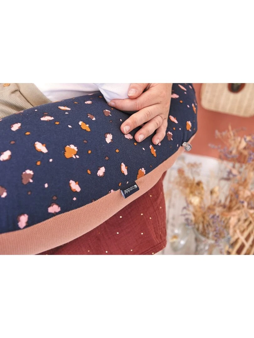 Candide   Coussin de maternité et d'allaitement Multirelax jersey fleurs/cassonade   Bleu Marron