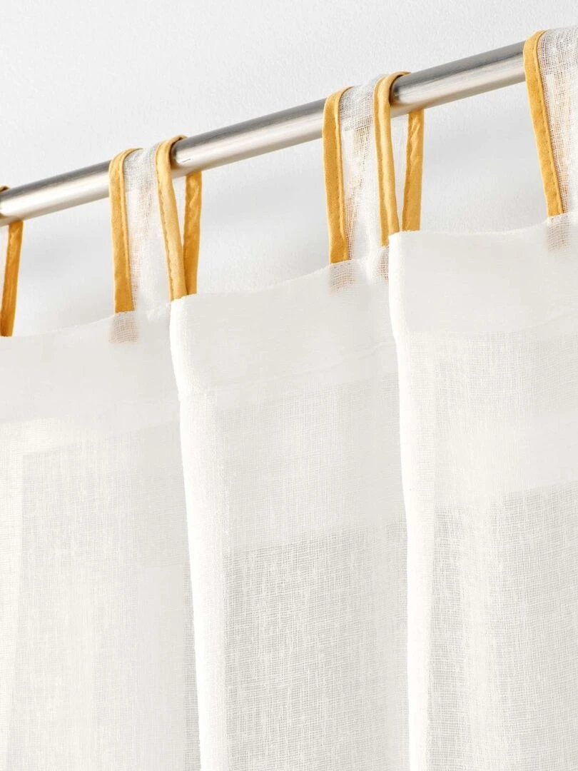 Voilage à passants en voile tissé   Jaune