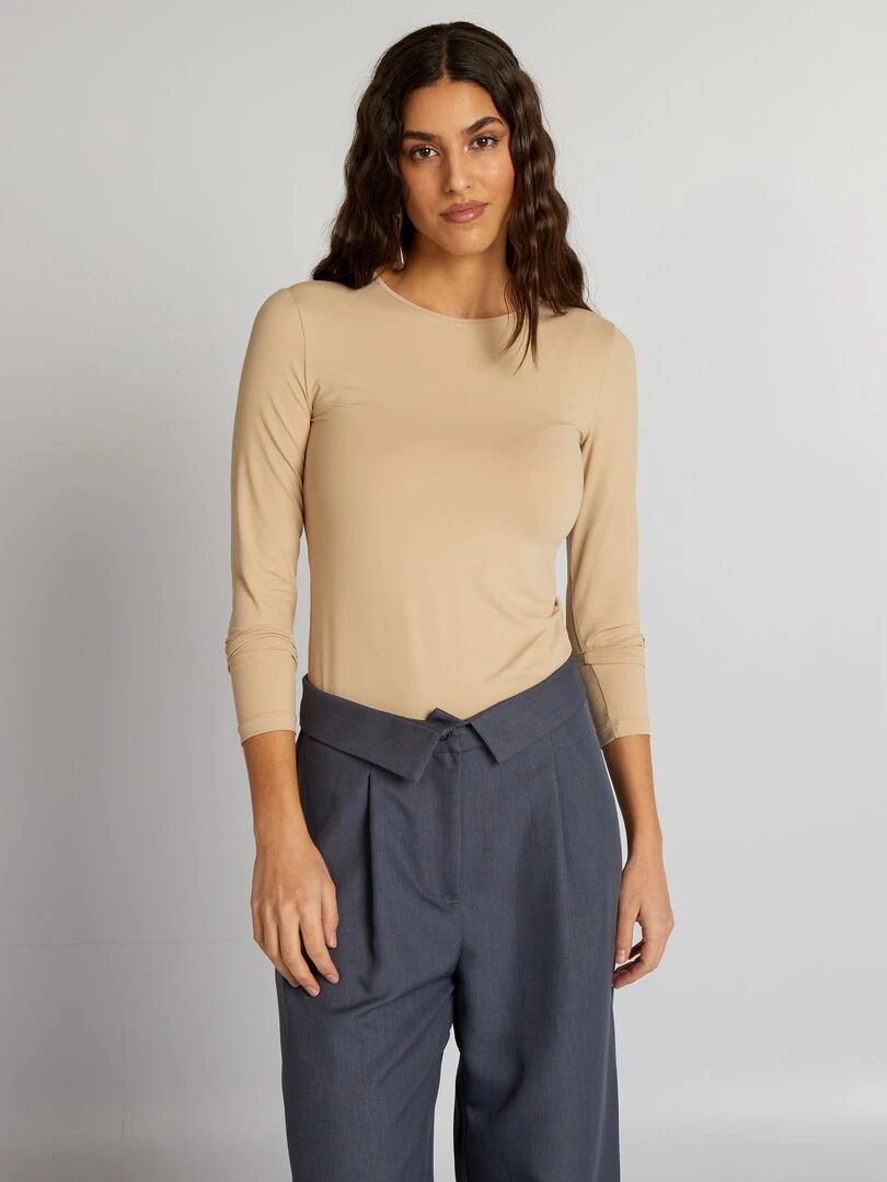 T shirt en maille stretch Beige