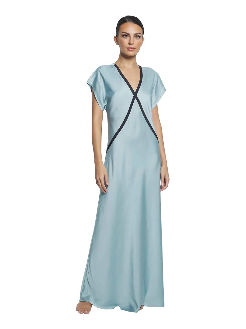 Chemise de nuit longue manches courtes Satin Vert