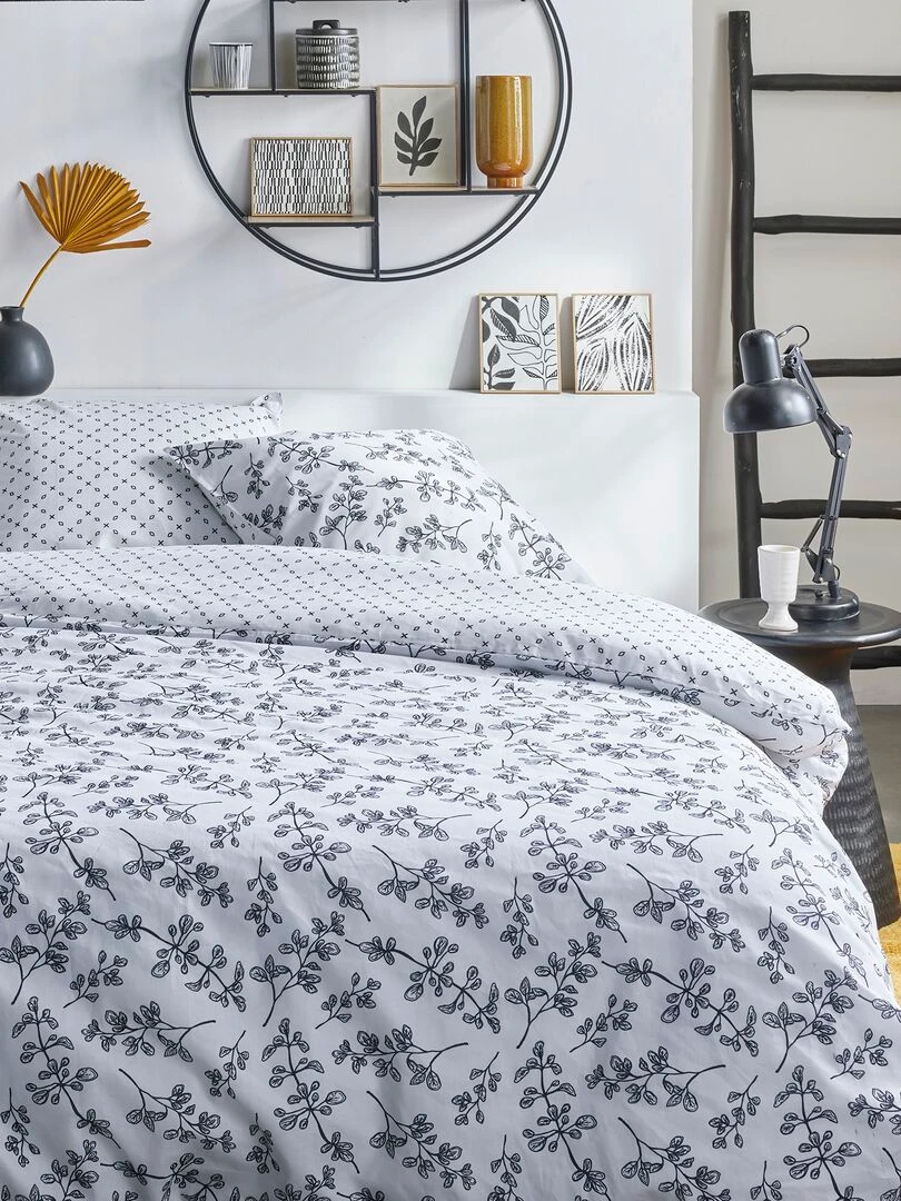 Parure de lit fleurie 2 personnes Blanc