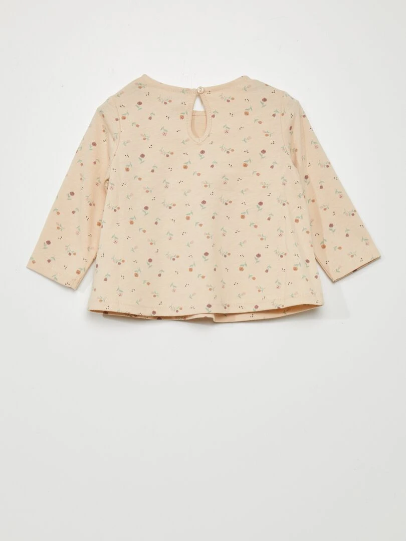 Ensemble t shirt + legging   2 pièces   Beige/rose