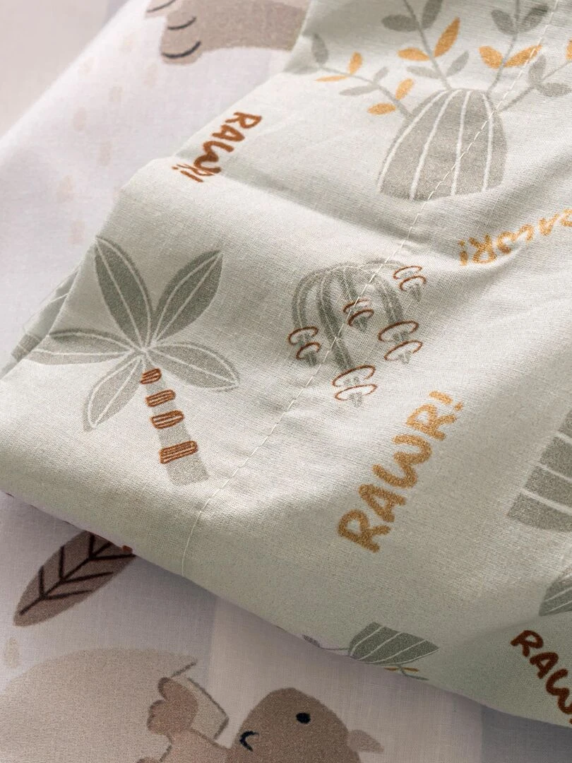 Taie d'oreiller Dino family "Happyfriday"   Blanc