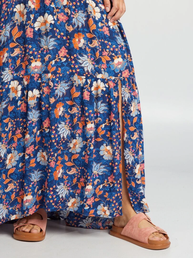 Robe longue imprimée   Bleu