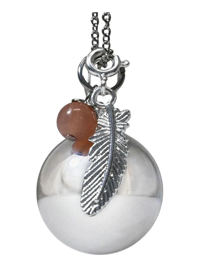 Bola de Grossesse SHANA Pierre du soleil et pendentif plume indienne Orange
