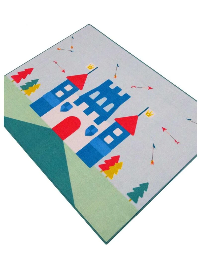 Tapis enfant LITTLE PRINCE CASTLE MD Bleu 95x125 Fait en Europe en nylon Bleu