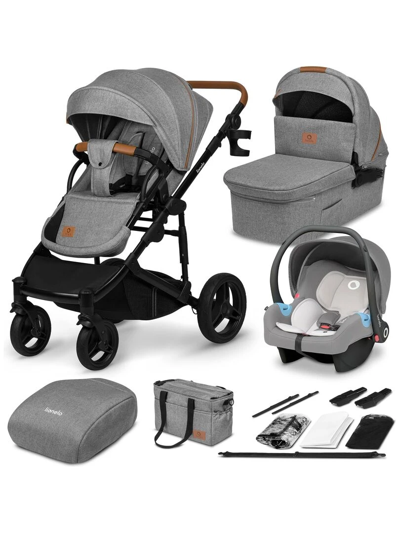 LIONELO Mari Tour Poussette bébé 3en1 compacte De 0 à 48 mois Gris Gris