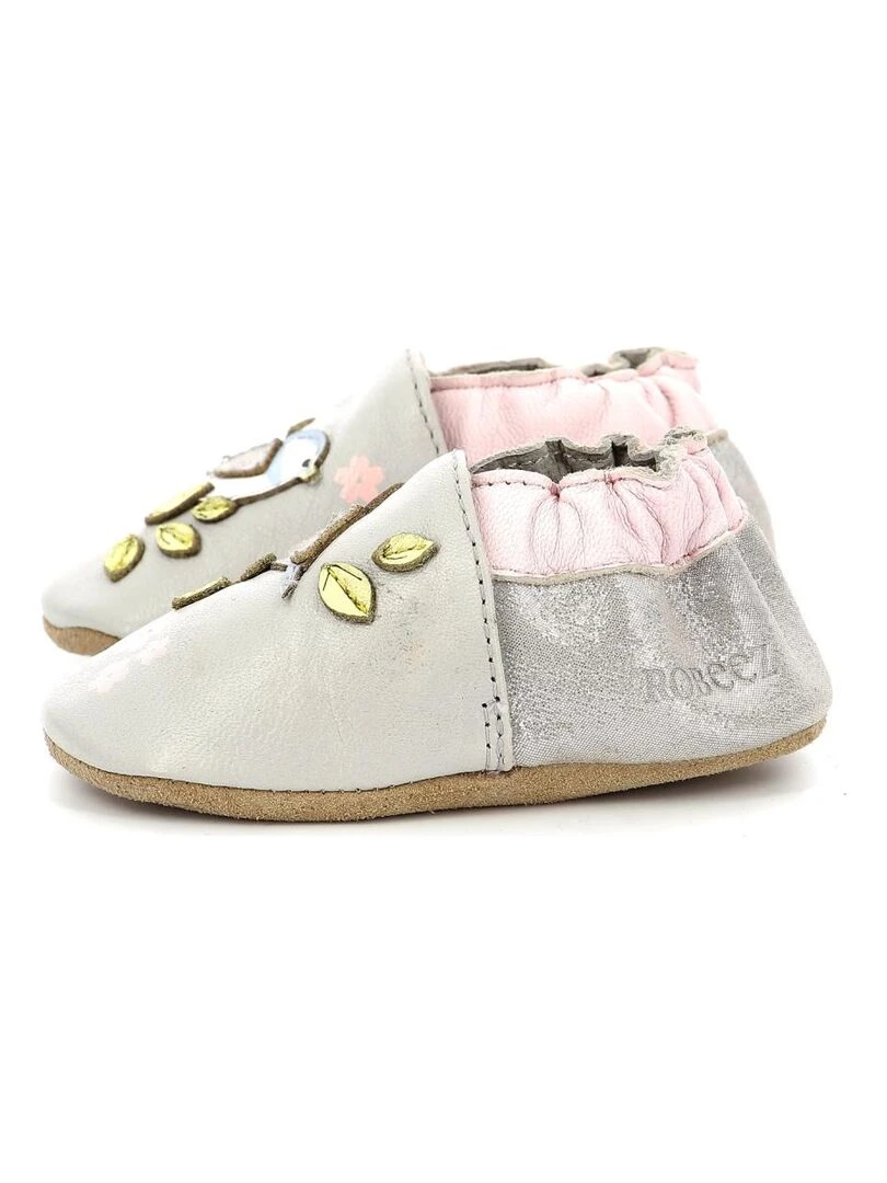 Chaussons Cuir Nice Birds   Gris