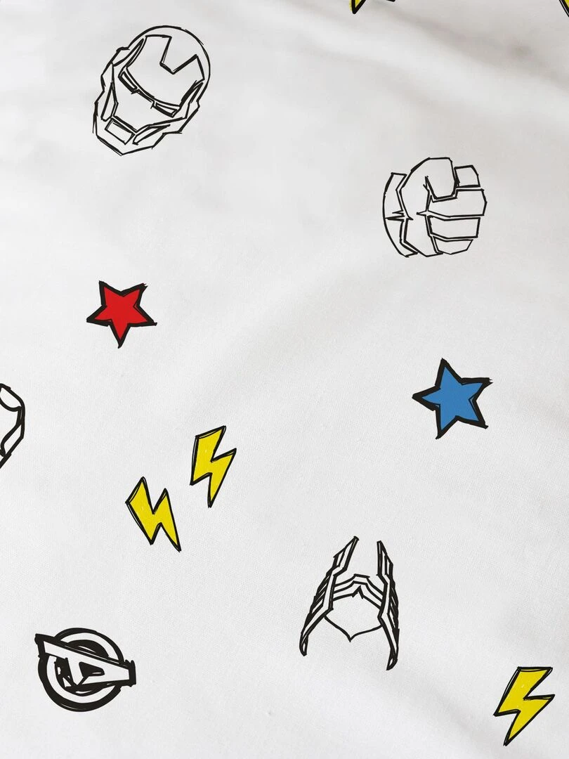 Parure de lit imprimée 100% coton  AVENGERS HOME SKETCHES   Blanc