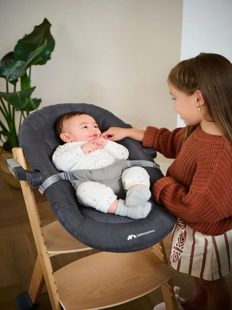 BEBECONFORT Timba baby  Transat bébé  compatible chaise haute Timba   0 6 mois  Tinted Graphite   Gris Gris