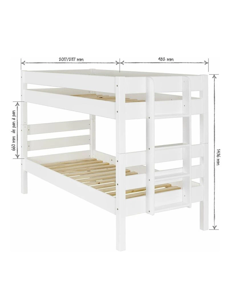 Lit superposé bas avec sommier gigogne Aniba   AKITEN RETAIL   Marron