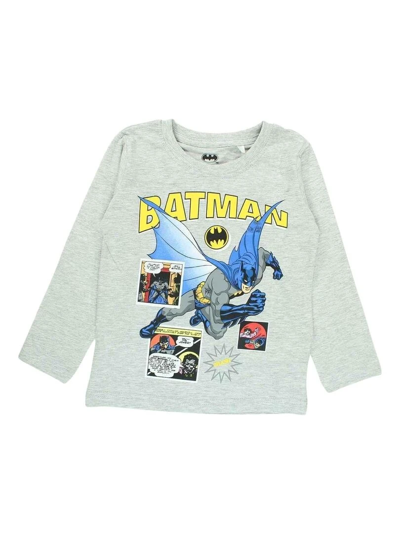 DC Comics T shirt garçon imprimé Batman en coton Gris
