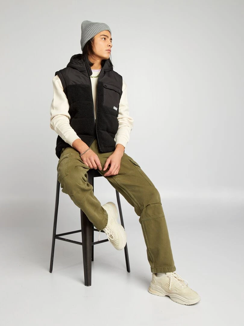 Sweat uni col rond beige