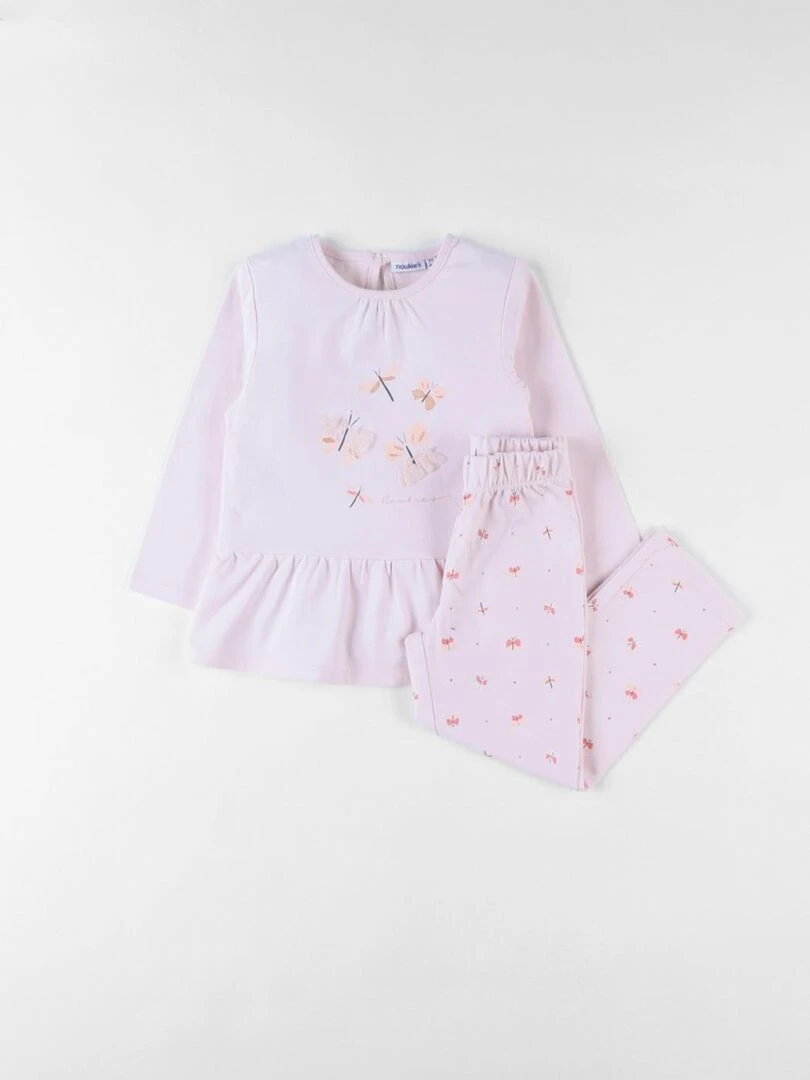 Pyjama 2 pièces libellules en jersey clair Noukie's Rose