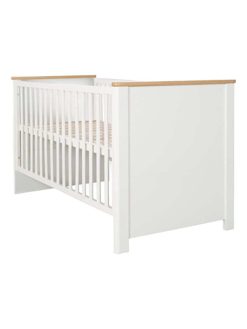 ROBA Lit bébé évolutif "Ava" 70x140 Hauteur Réglable 0 à 7 Ans Blanc/Décor Chêne Artisanal Blanc