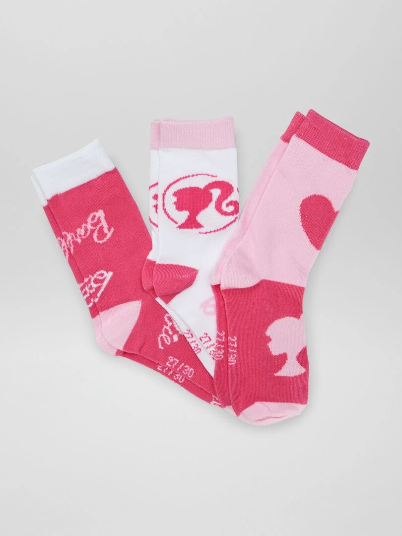 Lot de chaussettes 'Barbie' 3 paires Rose
